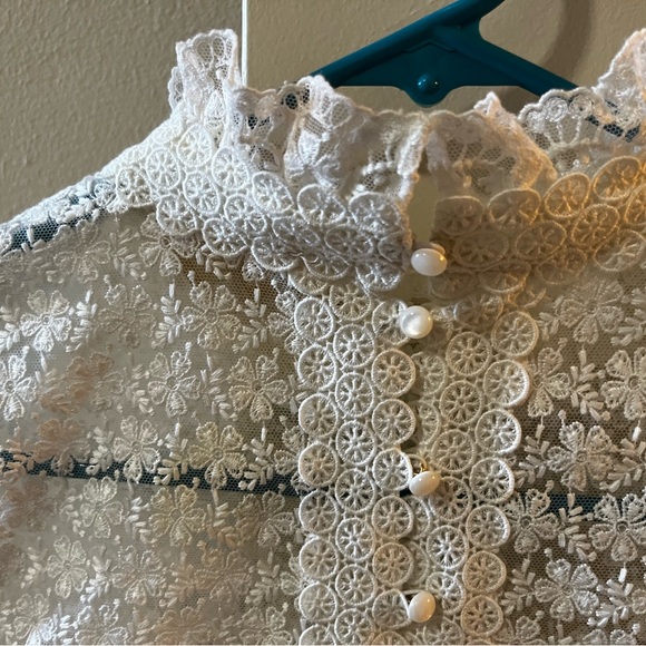 Sezane Cream Lace Long-Sleeve Blouse - Picture 9 of 10